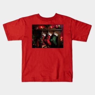 Christmas stockings by the fire place Kids T-Shirt